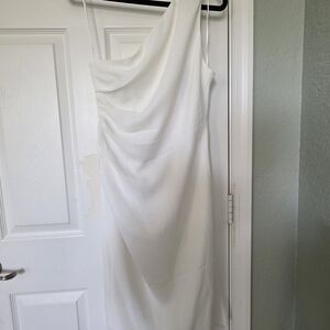 Elegant One-Shoulder White Dress